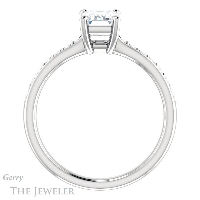 Emerald Cut Forever One Moissanite Engagement Ring #GTJ1206-emerald-fb-w 2 Emerald Cut Forever Brilliant Moissanite Engagement Ring #GTJ1206-emerald-fb-w