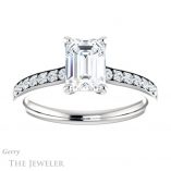 Emerald Cut Forever One Moissanite Engagement Ring #GTJ1206-emerald-fb-w 1 Emerald Cut Forever Brilliant Moissanite Engagement Ring #GTJ1206-emerald-fb-w