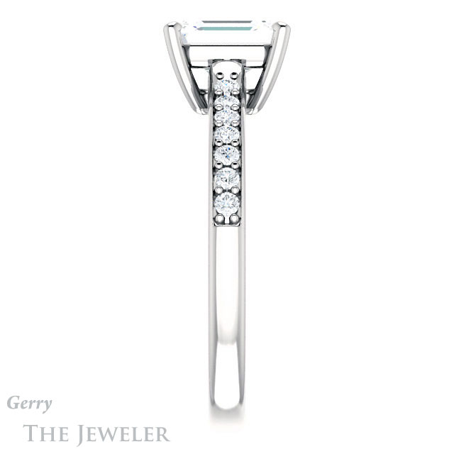 Emerald Cut Forever One Moissanite Engagement Ring #GTJ1206-emerald-fb-w 3 Emerald Cut Forever Brilliant Moissanite Engagement Ring #GTJ1206-emerald-fb-w