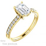 Emerald Cut Forever One Moissanite Engagement Ring #GTJ1206-emerald-fb-y 4 Emerald Cut Forever Brilliant Moissanite Engagement Ring #GTJ1206-emerald-fb-y