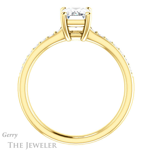 Emerald Cut Forever One Moissanite Engagement Ring #GTJ1206-emerald-fb-y 2 Emerald Cut Forever Brilliant Moissanite Engagement Ring #GTJ1206-emerald-fb-y
