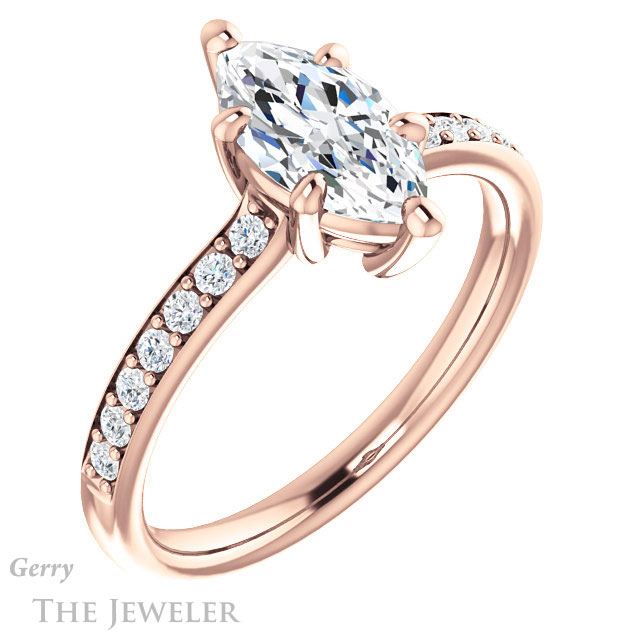 Marquise Cut Forever Brilliant Moissanite Engagement Ring #GTJ1206-marquise-fb-r