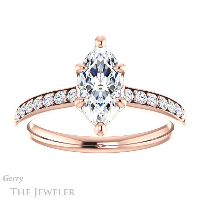 Marquise Cut Forever Brilliant Moissanite Engagement Ring #GTJ1206-marquise-fb-r