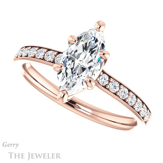 Marquise Cut Forever Brilliant Moissanite Engagement Ring #GTJ1206-marquise-fb-r