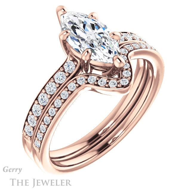 Marquise Cut Forever Brilliant Moissanite Engagement Ring #GTJ1206-marquise-fb-r