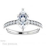 Marquise Cut Forever One Moissanite Engagement Ring #GTJ1206-marquise-fb-w 1 Marquise Cut Forever Brilliant Moissanite Engagement Ring #GTJ1206-marquise-fb-w
