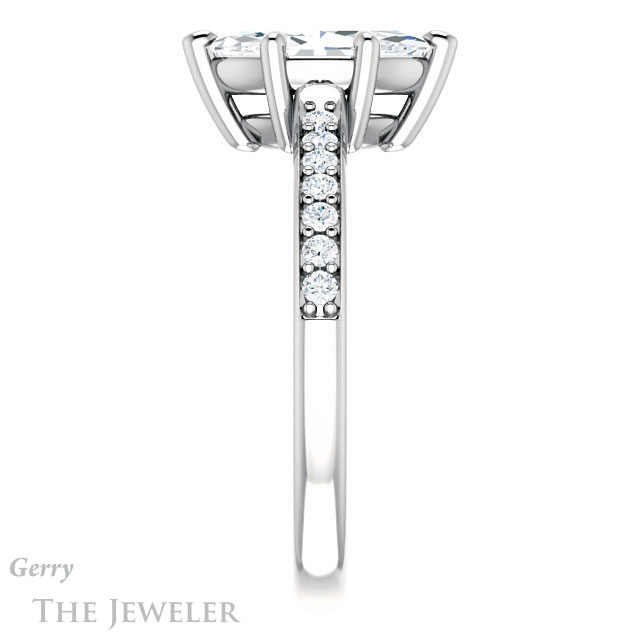 Marquise Cut Forever One Moissanite Engagement Ring #GTJ1206-marquise-fb-w 3 Marquise Cut Forever Brilliant Moissanite Engagement Ring #GTJ1206-marquise-fb-w