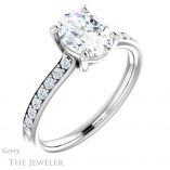 Oval Shaped Forever One Moissanite Engagement Ring #GTJ1206-oval-fo-w 4 Oval Shaped Forever One Moissanite Engagement Ring #GTJ1206-oval-fo-w
