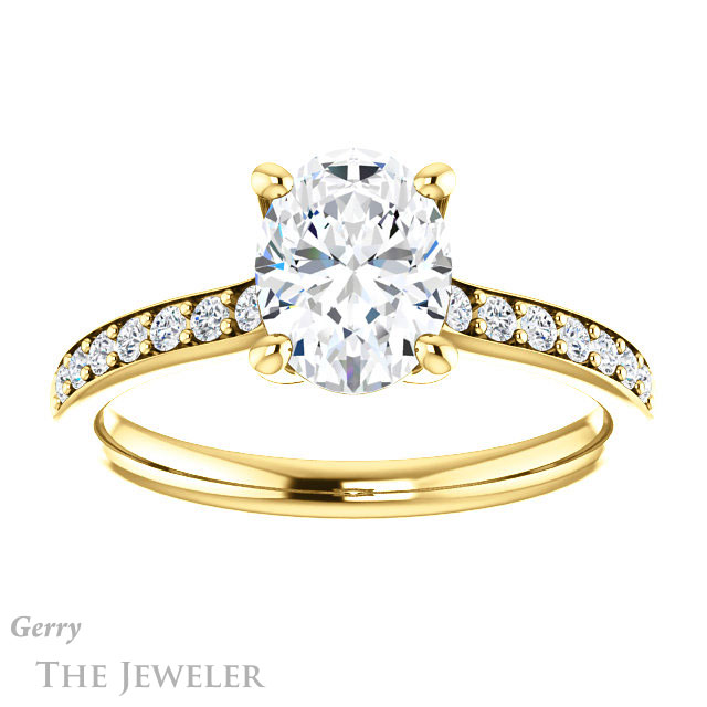 Oval Shaped Forever One Moissanite Engagement Ring #GTJ1206-oval-fo-y