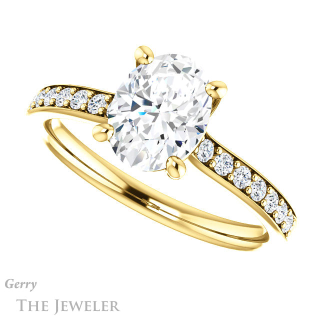 Oval Shaped Forever One Moissanite Engagement Ring #GTJ1206-oval-fo-y