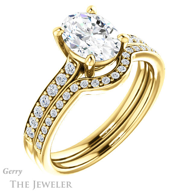 Oval Shaped Forever One Moissanite Engagement Ring #GTJ1206-oval-fo-y