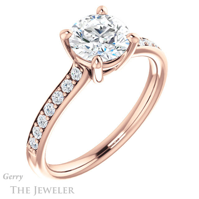 Round Cut Forever One Moissanite Engagement Ring #GTJ1206-round-fo-r