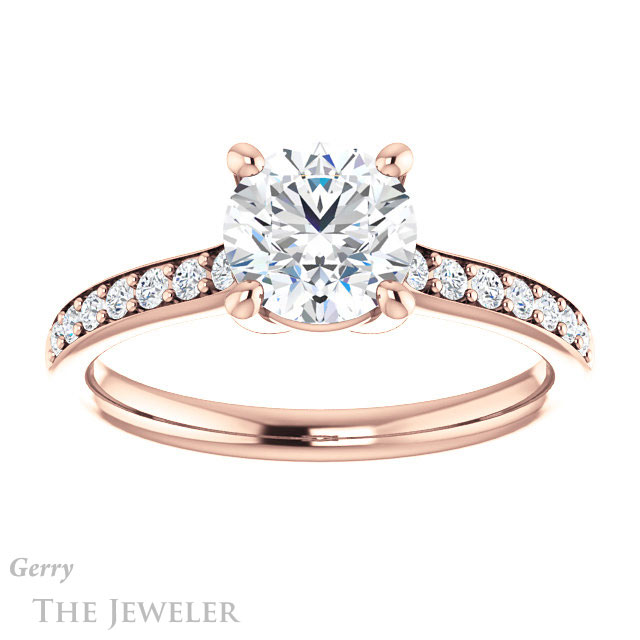 Round Cut Forever One Moissanite Engagement Ring #GTJ1206-round-fo-r