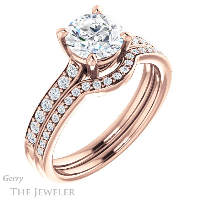 Round Cut Forever One Moissanite Engagement Ring #GTJ1206-round-fo-r