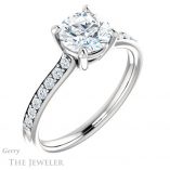 Round Cut Forever One Moissanite Engagement Ring #GTJ1206-round-fo-w 4 Round Cut Forever One Moissanite Engagement Ring #GTJ1206-round-fo-w