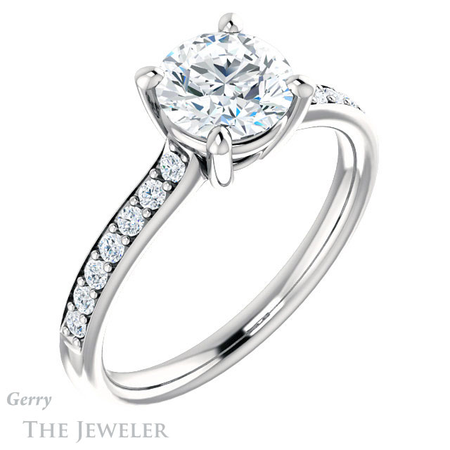 Round Cut Forever One Moissanite Engagement Ring #GTJ1206-round-fo-w 4 Round Cut Forever One Moissanite Engagement Ring #GTJ1206-round-fo-w