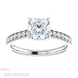 Round Cut Forever One Moissanite Engagement Ring #GTJ1206-round-fo-w 1 Round Cut Forever One Moissanite Engagement Ring #GTJ1206-round-fo-w