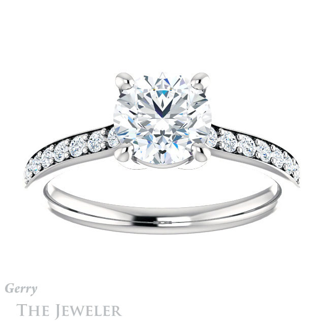 Round Cut Forever One Moissanite Engagement Ring #GTJ1206-round-fo-w 1 Round Cut Forever One Moissanite Engagement Ring #GTJ1206-round-fo-w