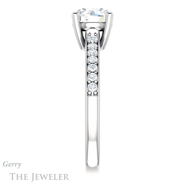 Round Cut Forever One Moissanite Engagement Ring #GTJ1206-round-fo-w 3 Round Cut Forever One Moissanite Engagement Ring #GTJ1206-round-fo-w
