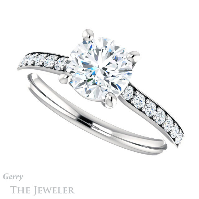 Round Cut Forever One Moissanite Engagement Ring #GTJ1206-round-fo-w 5 Round Cut Forever One Moissanite Engagement Ring #GTJ1206-round-fo-w