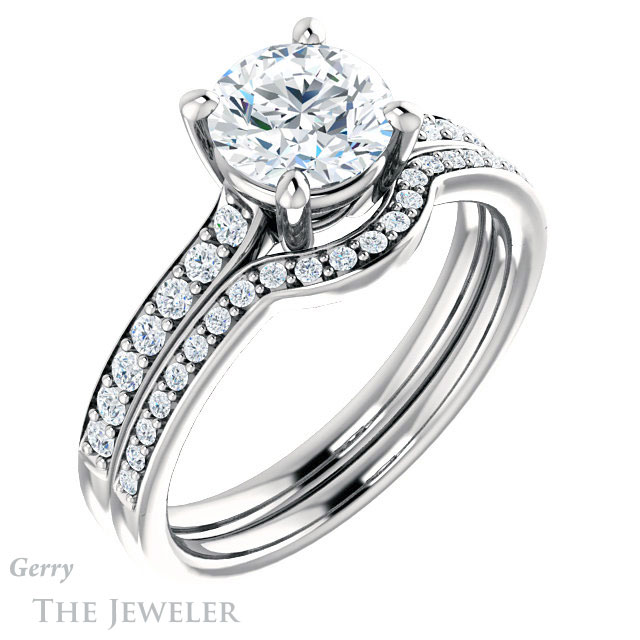 Round Cut Forever One Moissanite Engagement Ring #GTJ1206-round-fo-w 6 Round Cut Forever One Moissanite Engagement Ring #GTJ1206-round-fo-w