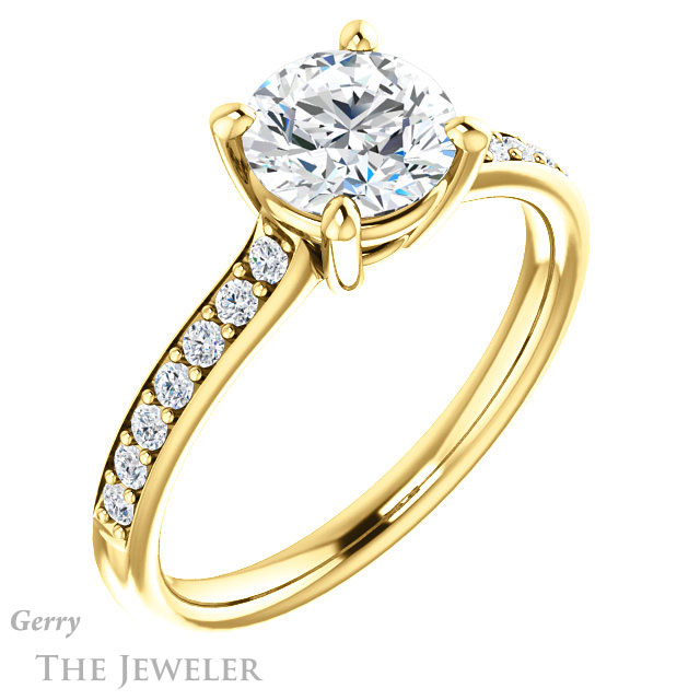 Round Cut Forever One Moissanite Engagement Ring #GTJ1206-round-fo-y 4 Round Cut Forever One Moissanite Engagement Ring #GTJ1206-round-fo-y
