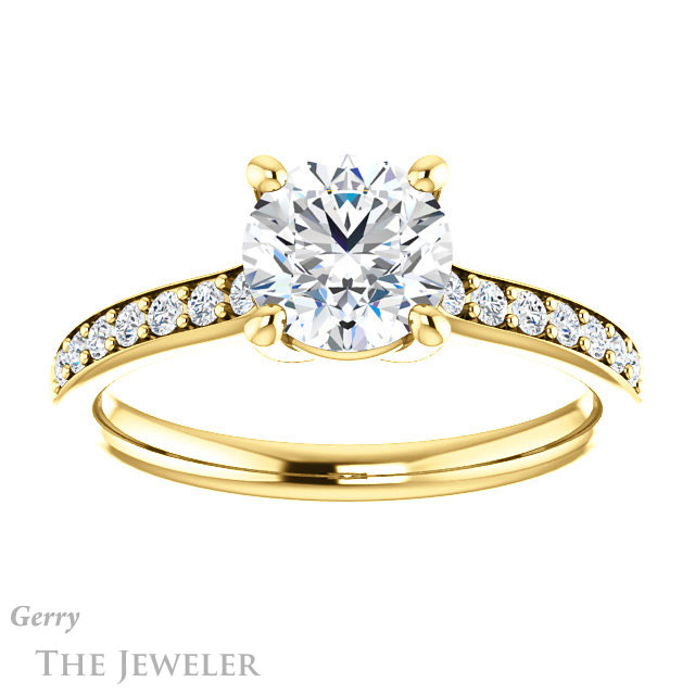 Round Cut Forever One Moissanite Engagement Ring #GTJ1206-round-fo-y 1 Round Cut Forever One Moissanite Engagement Ring #GTJ1206-round-fo-y