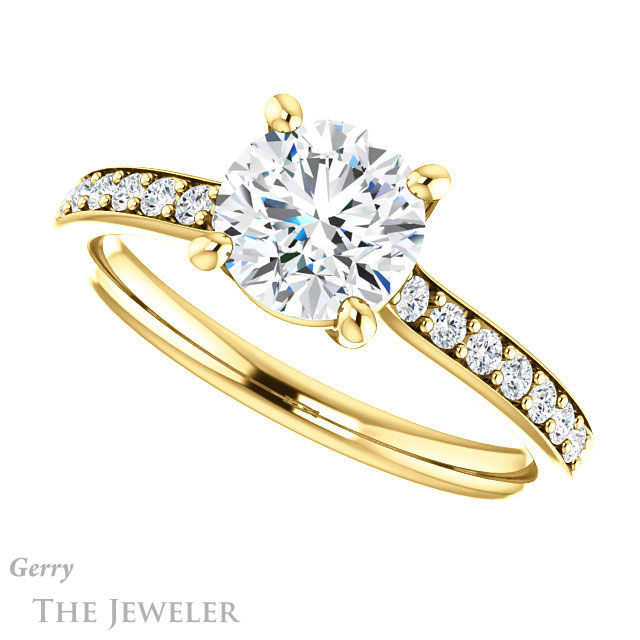 Round Cut Forever One Moissanite Engagement Ring #GTJ1206-round-fo-y 5 Round Cut Forever One Moissanite Engagement Ring #GTJ1206-round-fo-y