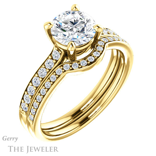 Round Cut Forever One Moissanite Engagement Ring #GTJ1206-round-fo-y 6 Round Cut Forever One Moissanite Engagement Ring #GTJ1206-round-fo-y