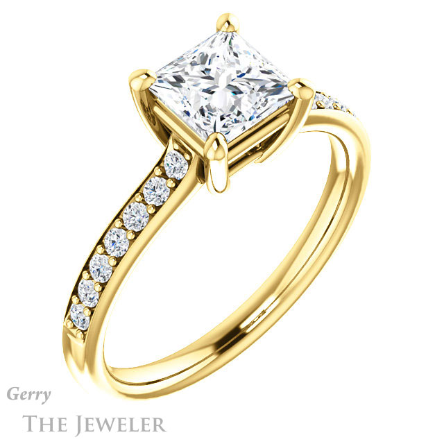 Princess Cut Forever One Moissanite Engagement Ring #GTJ1206-square-fo-y 4 Princess Cut Forever One Moissanite Engagement Ring #GTJ1206-square-fo-y