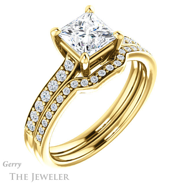 Princess Cut Forever One Moissanite Engagement Ring #GTJ1206-square-fo-y 6 Princess Cut Forever One Moissanite Engagement Ring #GTJ1206-square-fo-y