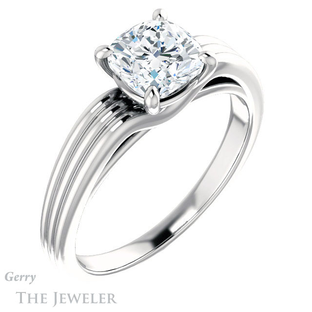 Cushion Cut Forever One Moissanite Engagement Ring #GTJ1207-cushion-fo-w