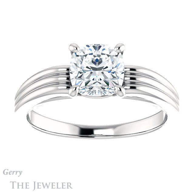 Cushion Cut Forever One Moissanite Engagement Ring #GTJ1207-cushion-fo-w