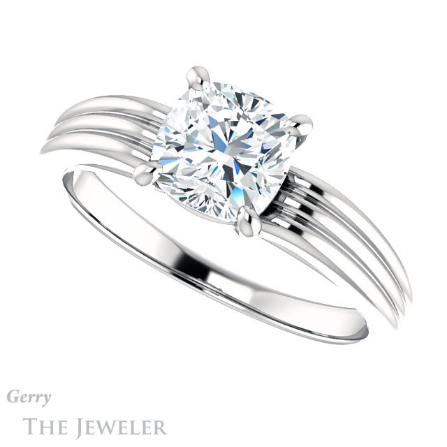 Cushion Cut Forever One Moissanite Engagement Ring #GTJ1207-cushion-fo-w