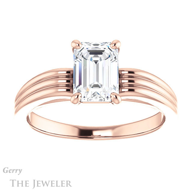 Emerald Cut Forever Brilliant Moissanite Engagement Ring #GTJ1207-emerald-fb-r