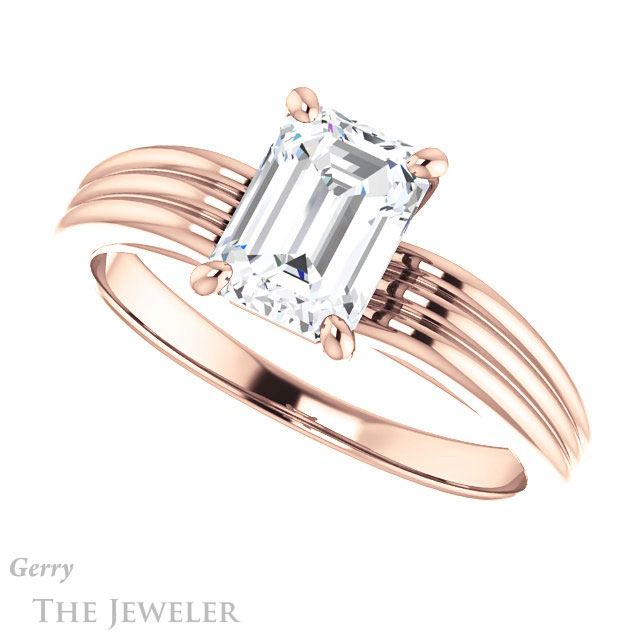 Emerald Cut Forever Brilliant Moissanite Engagement Ring #GTJ1207-emerald-fb-r