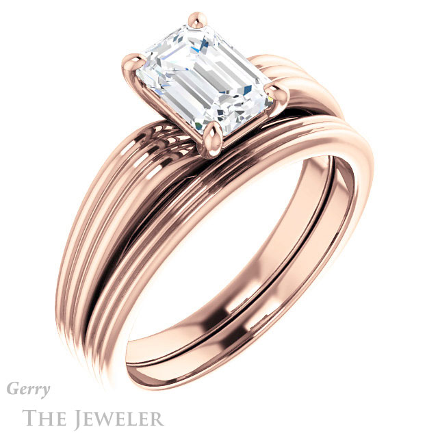 Emerald Cut Forever Brilliant Moissanite Engagement Ring #GTJ1207-emerald-fb-r