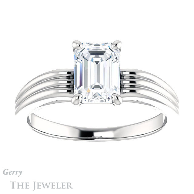 Emerald Cut Forever Brilliant Moissanite Engagement Ring #GTJ1207-emerald-fb-w