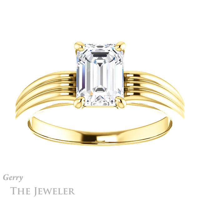 Emerald Cut Forever Brilliant Moissanite Engagement Ring #GTJ1207-emerald-fb-y
