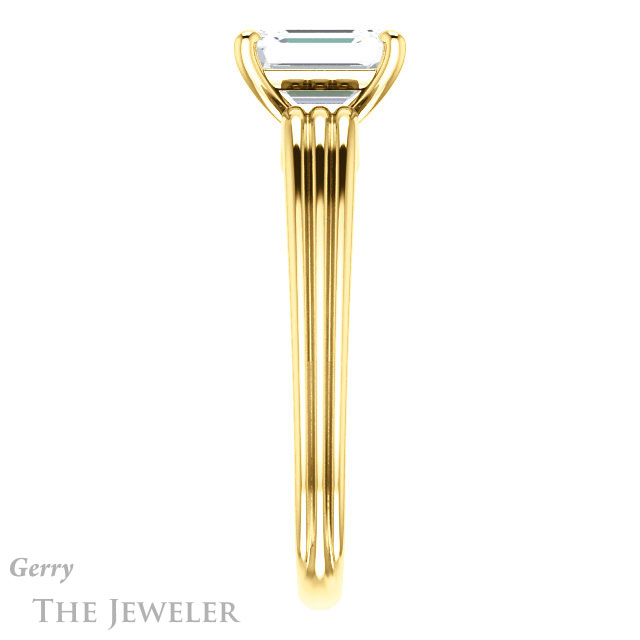 Emerald Cut Forever Brilliant Moissanite Engagement Ring #GTJ1207-emerald-fb-y
