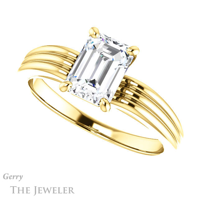 Emerald Cut Forever Brilliant Moissanite Engagement Ring #GTJ1207-emerald-fb-y