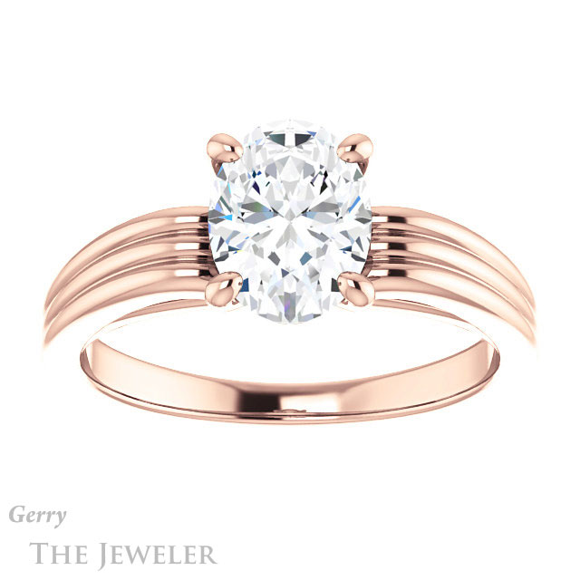 Oval Shaped Forever One Moissanite Engagement Ring #GTJ1207-oval-fo-r