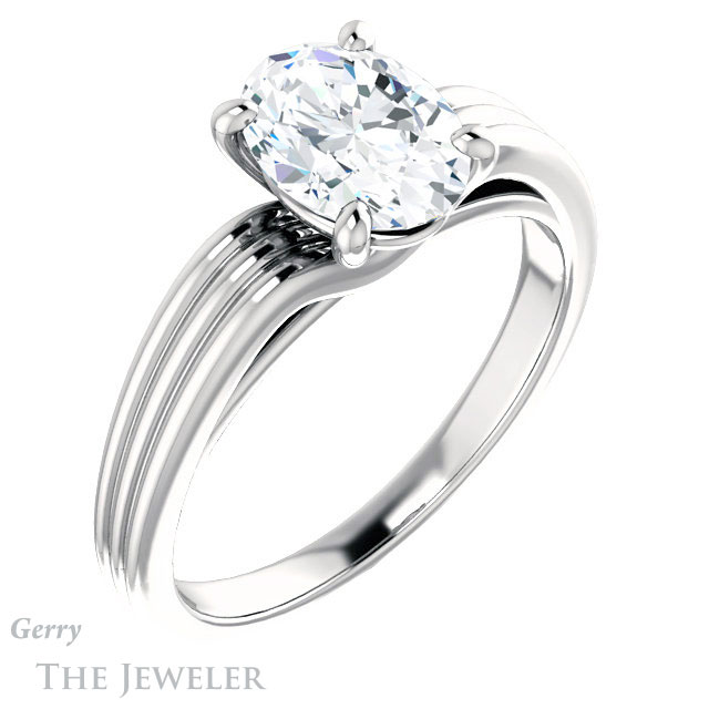 Oval Shaped Forever One Moissanite Engagement Ring #GTJ1207-oval-fo-w