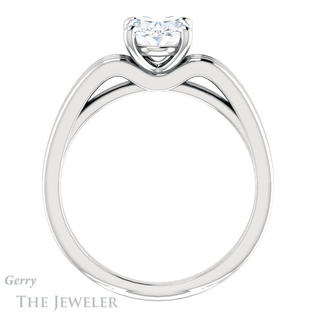 Oval Shaped Forever One Moissanite Engagement Ring #GTJ1207-oval-fo-w