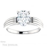 Oval Shaped Forever One Moissanite Engagement Ring #GTJ1207-oval-fo-w