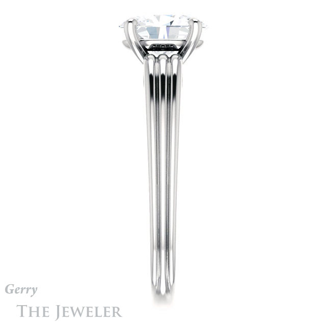 Oval Shaped Forever One Moissanite Engagement Ring #GTJ1207-oval-fo-w