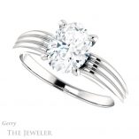 Oval Shaped Forever One Moissanite Engagement Ring #GTJ1207-oval-fo-w