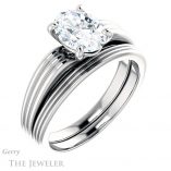 Oval Shaped Forever One Moissanite Engagement Ring #GTJ1207-oval-fo-w