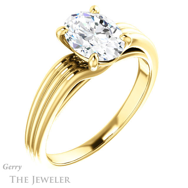 Oval Shaped Forever One Moissanite Engagement Ring #GTJ1207-oval-fo-y