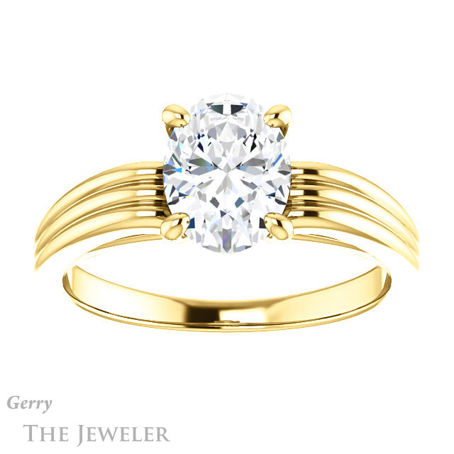 Oval Shaped Forever One Moissanite Engagement Ring #GTJ1207-oval-fo-y
